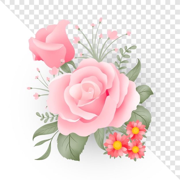 PSD roses and leaves flower