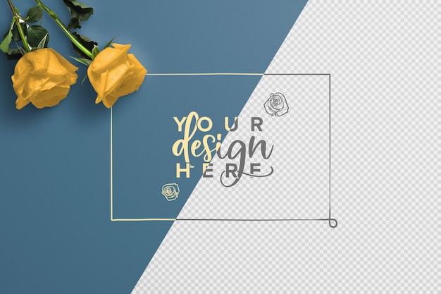 Roses on stem background mockup