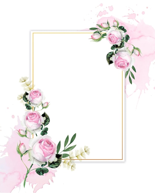 Modello di matrimonio di rose cornice psd di matrimonio di rose carta di invito a nozze sfondo cornice floreale