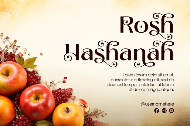 PSD rosh hashanah design with apple background