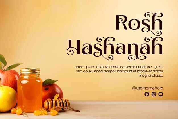 PSD rosh hashanah design with apple background