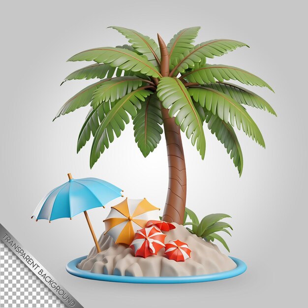 roślina z niebieskim parasolem i palmą na niej