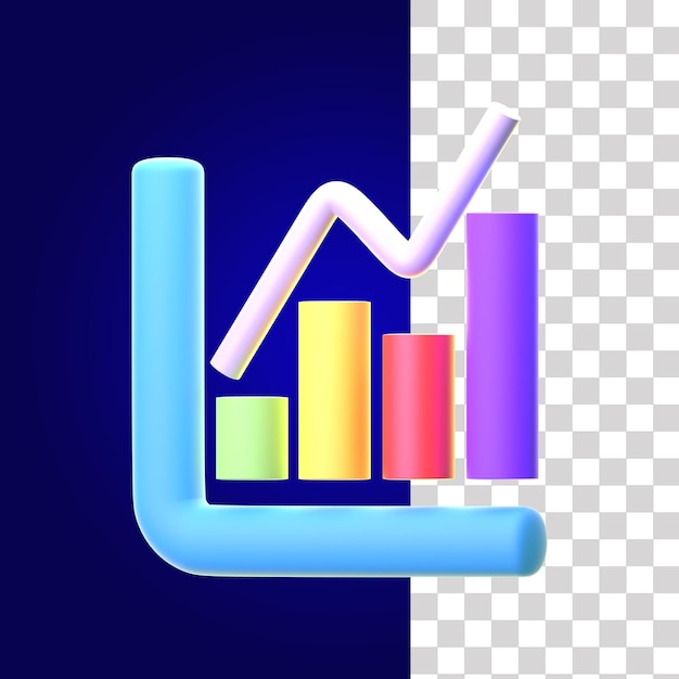 PSD rosnąca ikona wykresu pudełkowego 3d 4