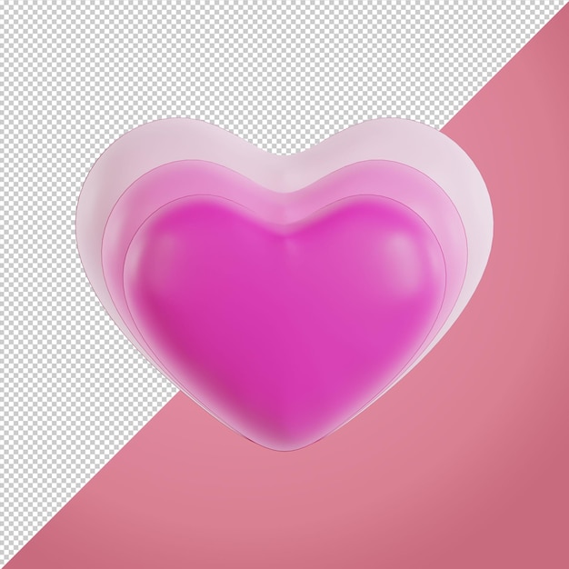 PSD rosnące serca emoji 3d ilustracja renderowania