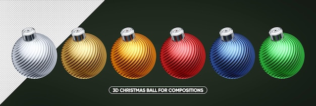 Rotated colored christmas balls for composition