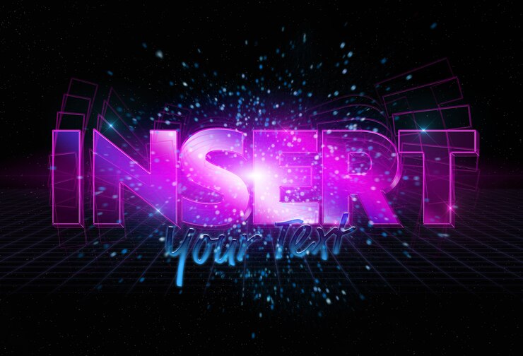 PSD rotating purple text effect mockup