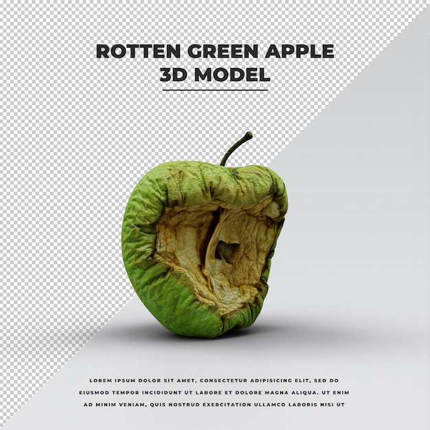 Premium PSD  Rotten green apple