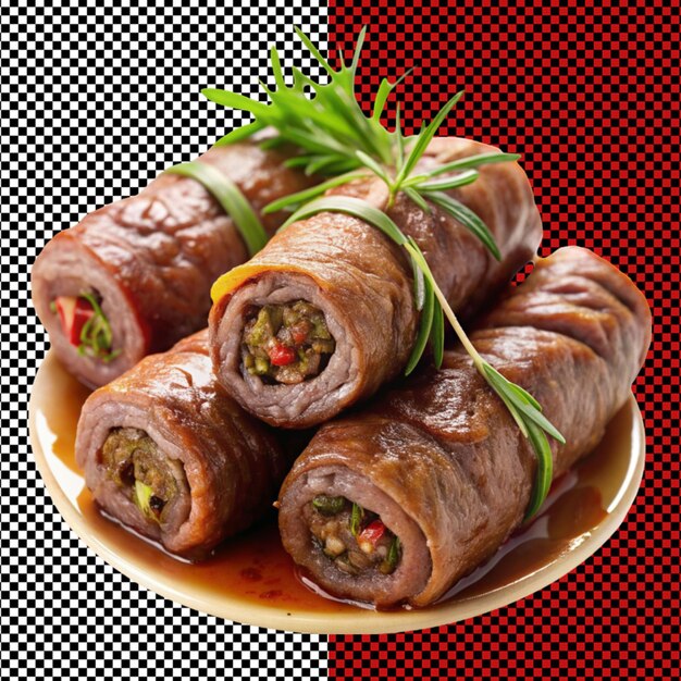 PSD rouladen beef rolls isolated on transparent background