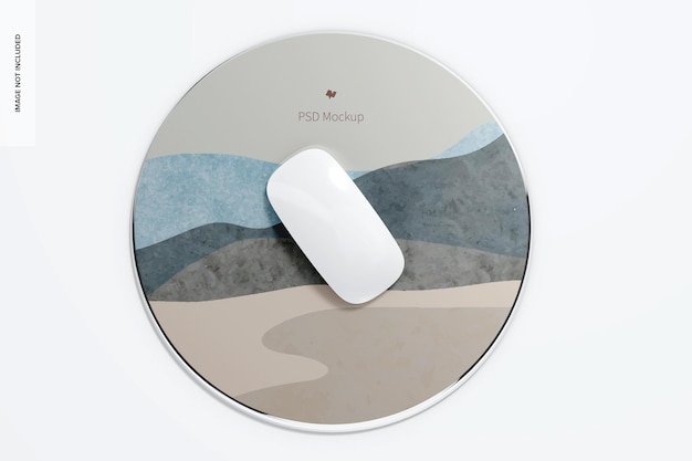 PSD round aluminum mouse pad mockup, top view