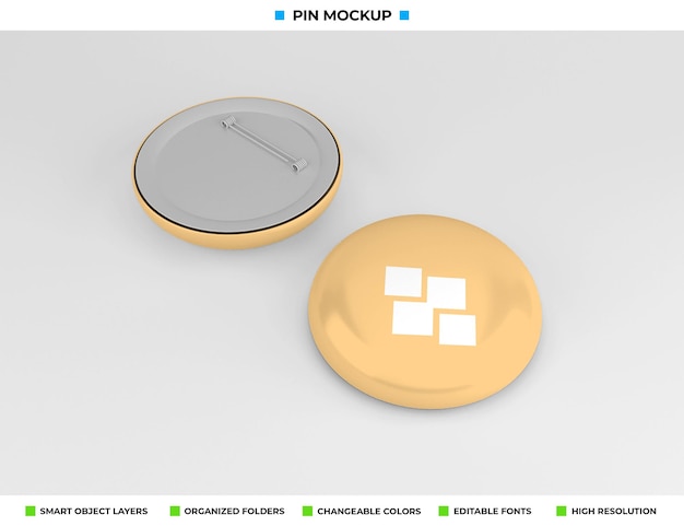 Round badge, pin or button mockup design