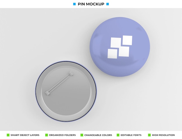 PSD 라운드 배지, 핀 또는 버튼 모형 디자인