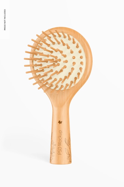 PSD round bamboo hair brush mockup