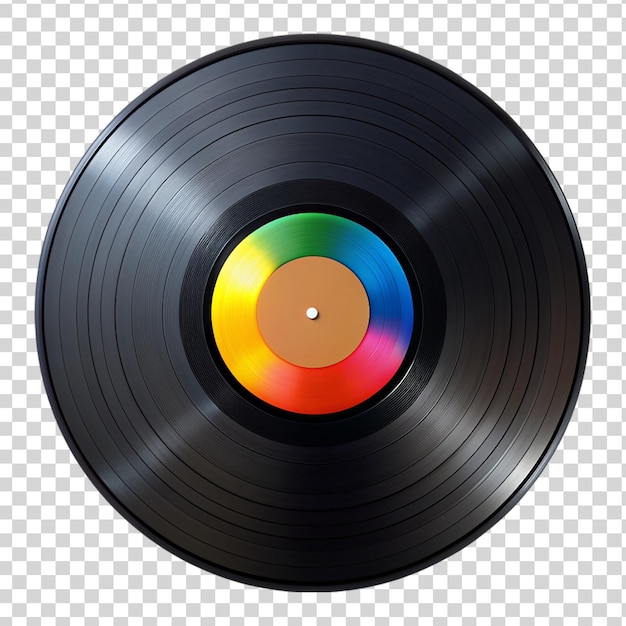 PSD round black various color vinyl record isolated on transparent background