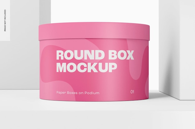 Round box mockup, front view