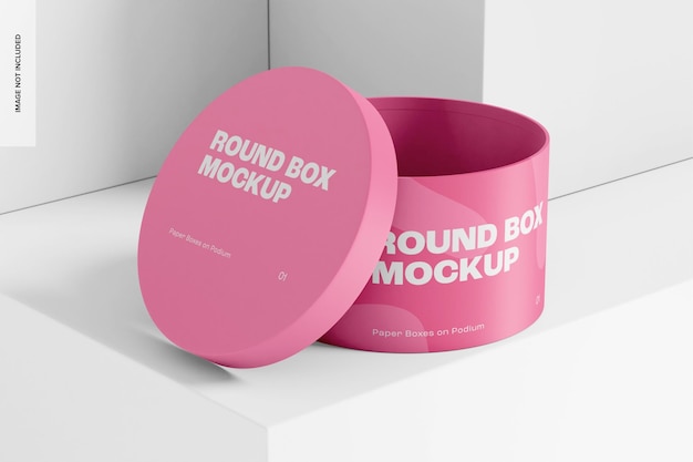 Round box mockup, left view