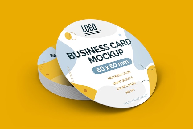 PSD round business card mockup in 3d rendering