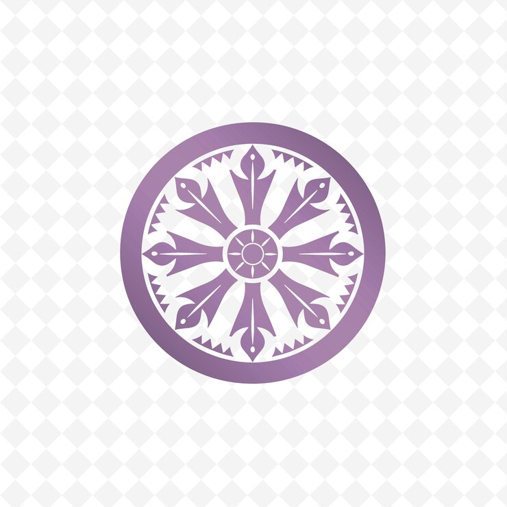 PSD a round button with a pattern of flowers on it