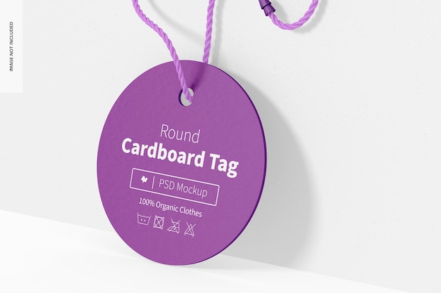 Round Cardboard Tag Mockup, Leaned