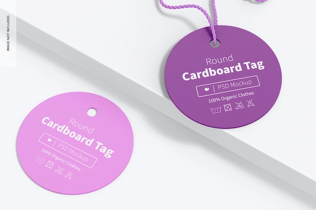 PSD round cardboard tags mockup