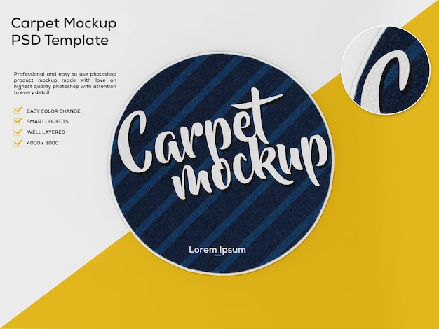 PSD round carpet  mockup