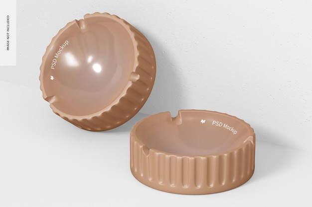 Round ceramic ashtrays mockup