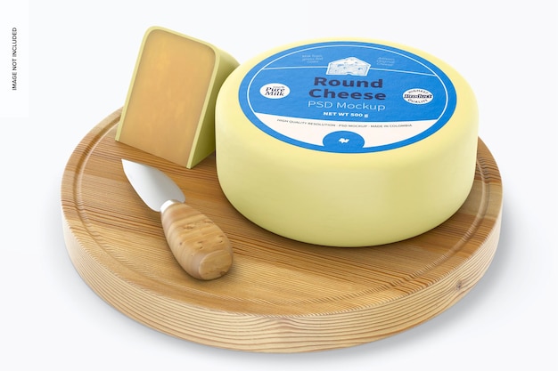 round cheese mockup, perspective