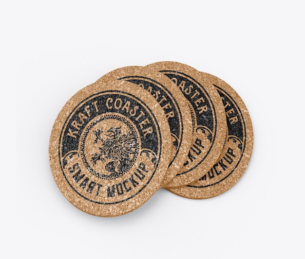 PSD round cork coaster mockup