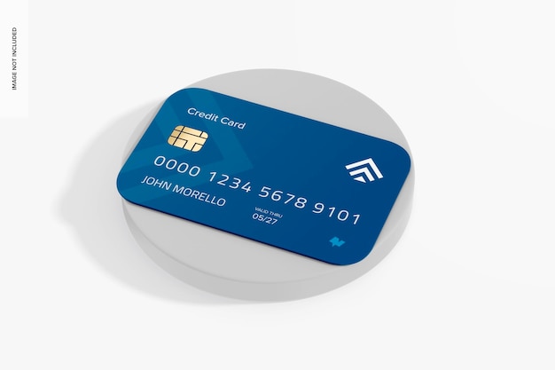 PSD round corner credit card mockup on podium