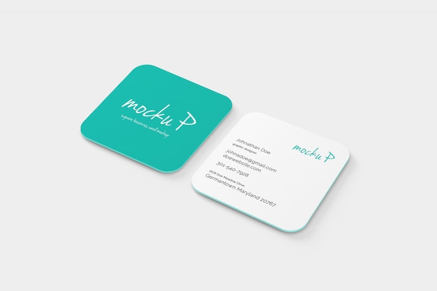 PSD round corner square business card mockup