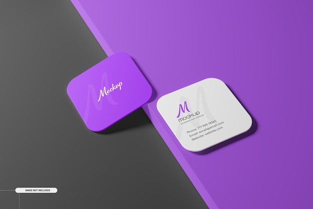 Round corner square business cards mockup