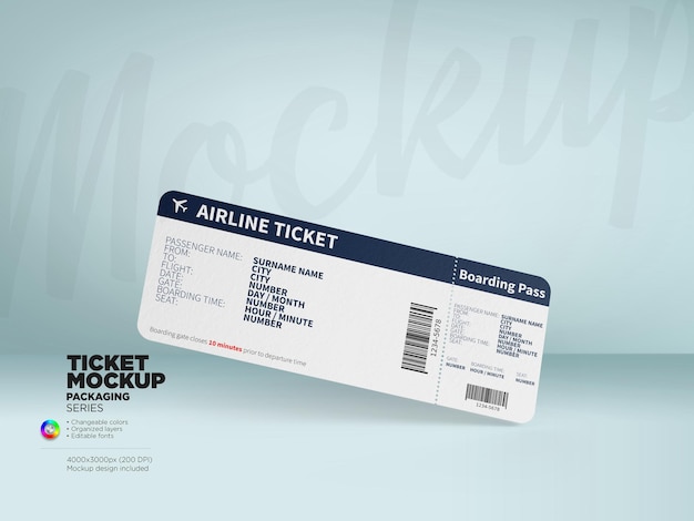 PSD round corner ticket mockup