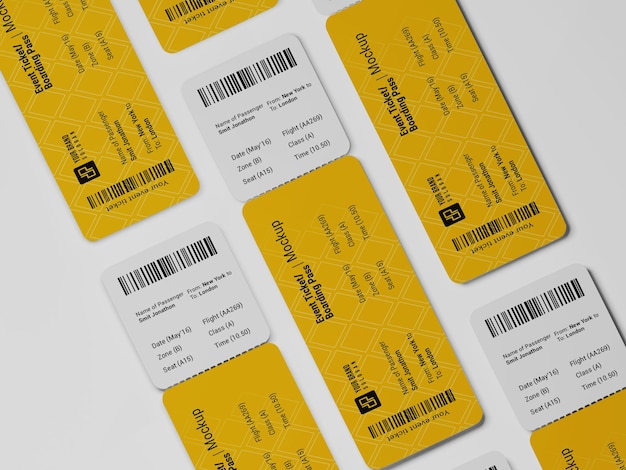 Round corner ticket of instapkaart mockup