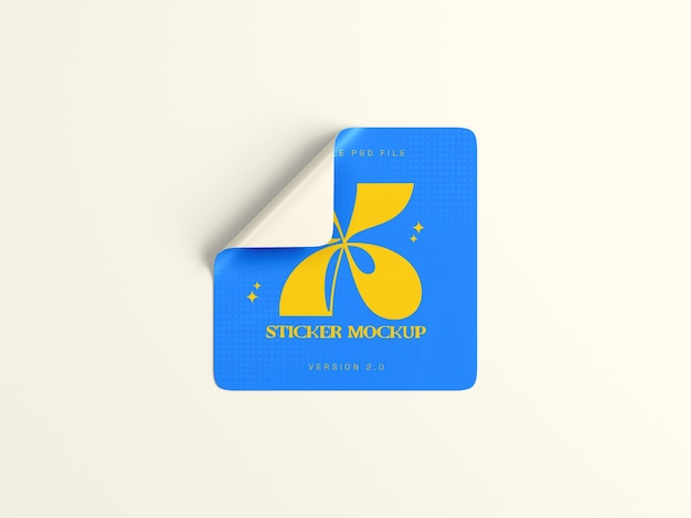 Round corners square sticker mokcup