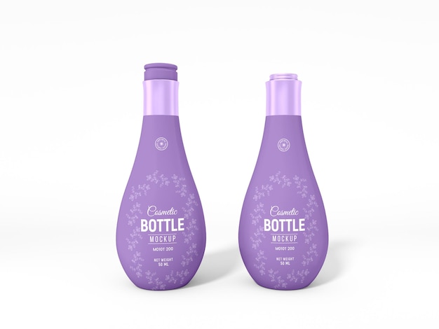 Round cosmetic flip cap bottle packaging mockup