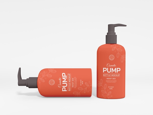 PSD round cosmetic pump bottle packaging mockup