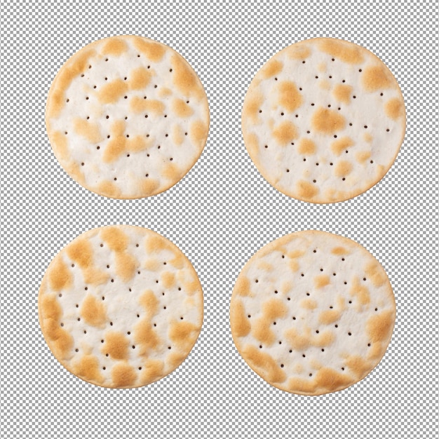 Round crackers isolated on alpha background