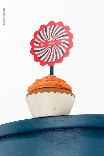 Round Cupcake Topper Mockup on Podium