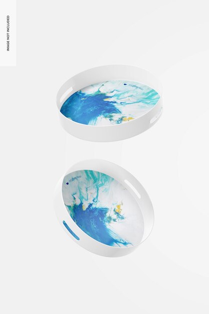 Round Decorative Tray Mockup, Floating