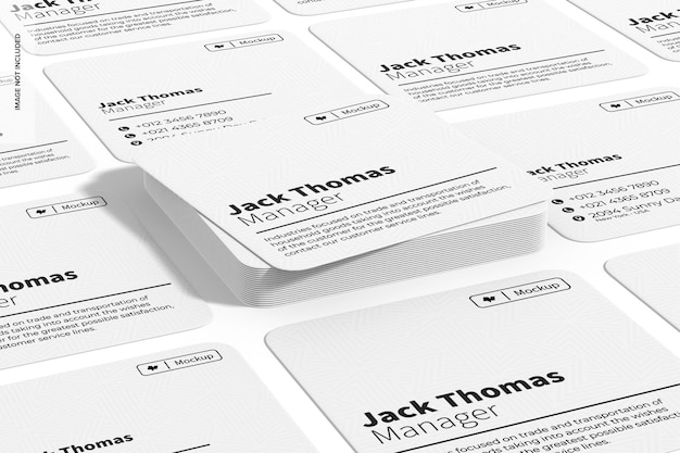 PSD round edges square business cards set mockup