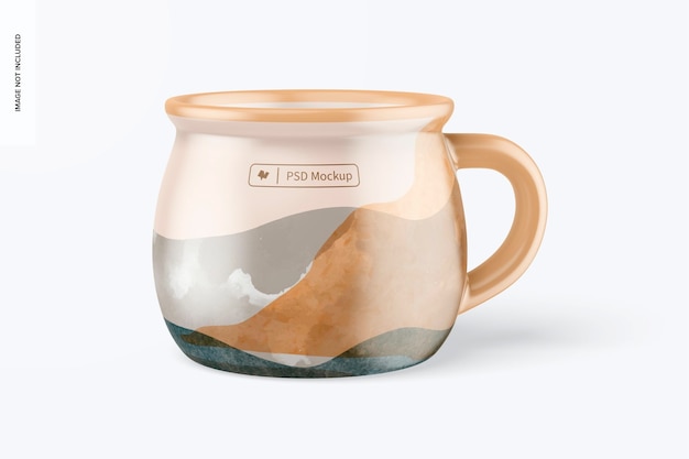 Round enamel cup mockup, front view