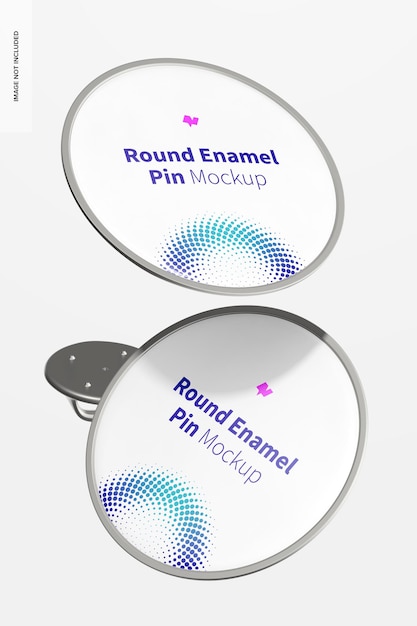 Round Enamel Pin Mockup, Floating