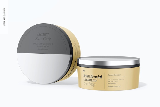 PSD round facial cream jars mockup perspective