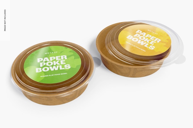 PSD round flat food bowls mockup