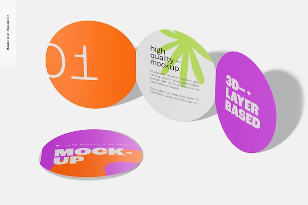 round folding brochures mockup, right view