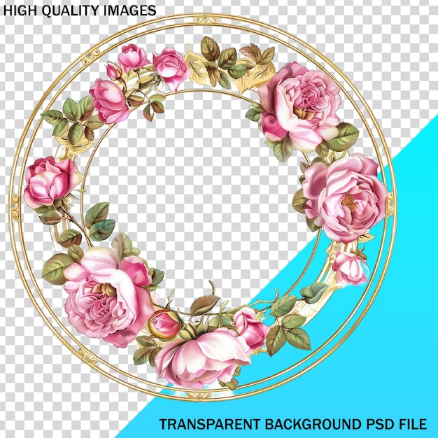 a round frame with a circle of roses on it