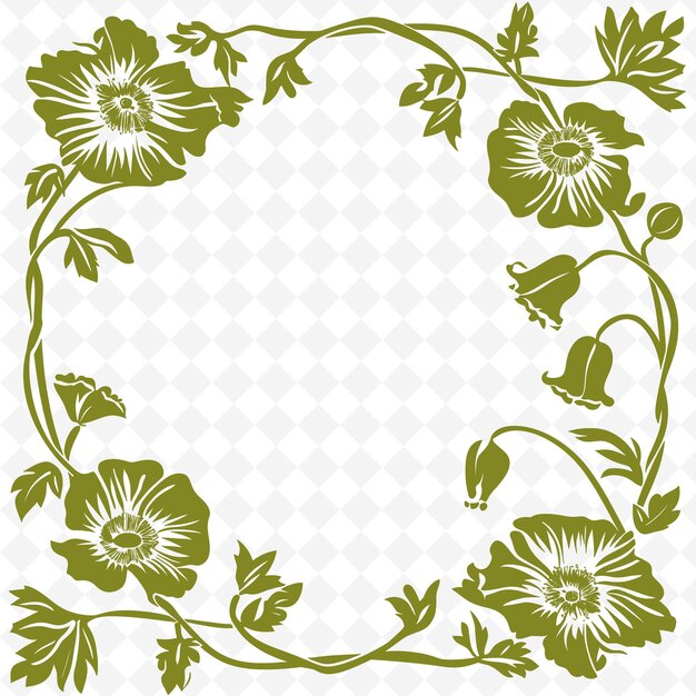 PSD a round frame with flowers and a bird on it