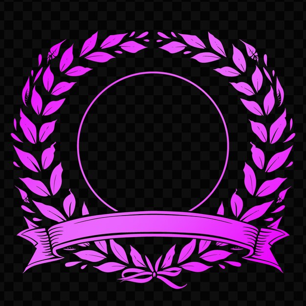 PSD a round frame with a purple ribbon on it