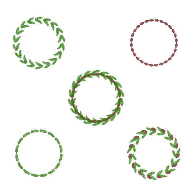 PSD round frames with flowers and leaves