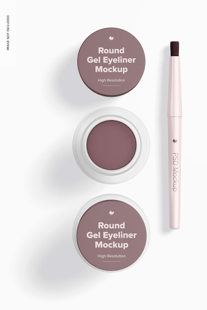 Round gel eyeliners mockup, top view