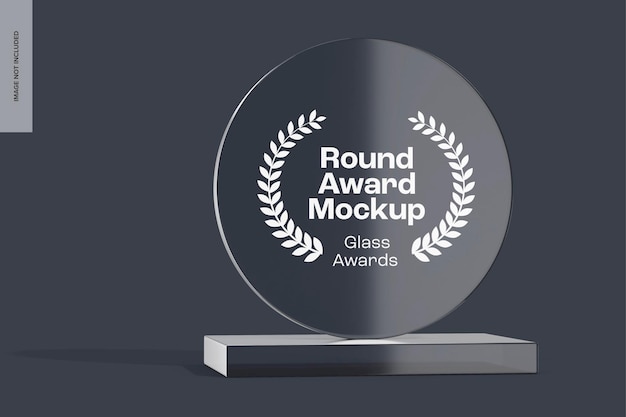 Round glass award mockup, front view